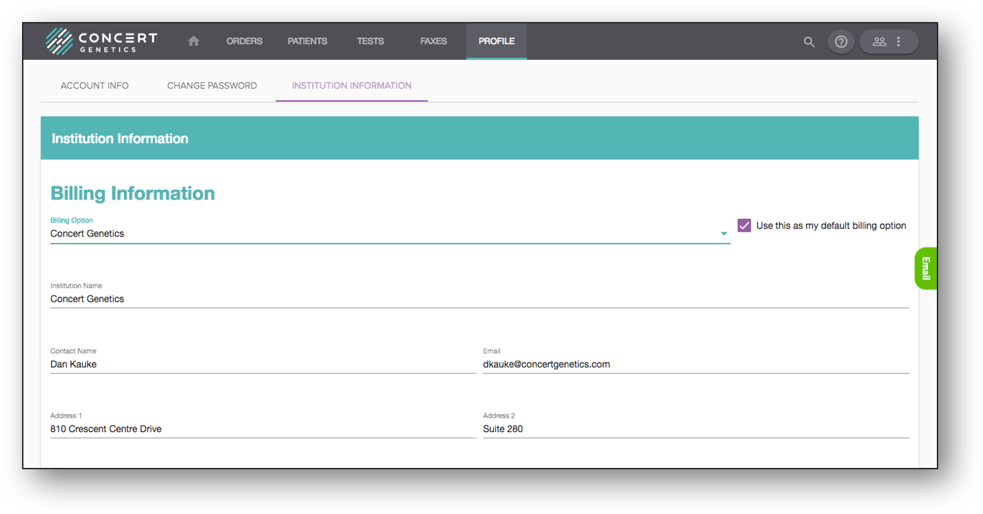 Edit Account Information · Concert User Guide